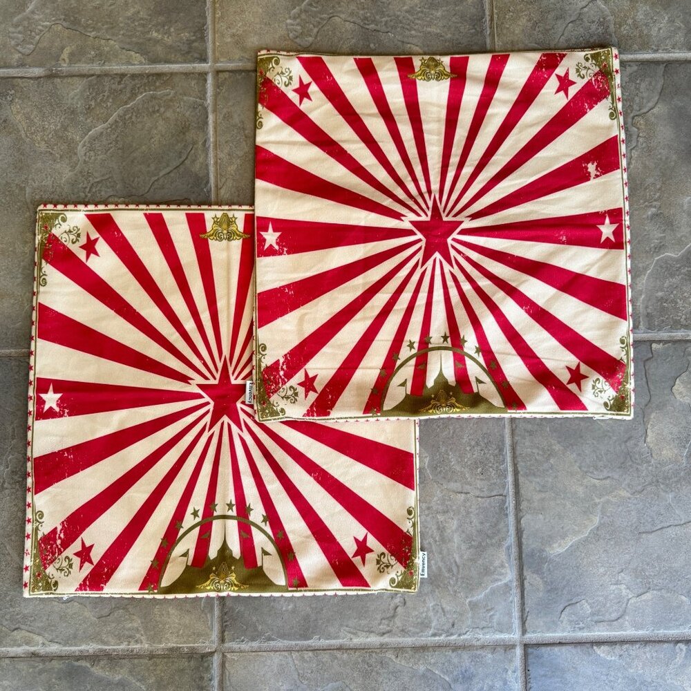 Emvency Circus Pillow Covers Red Star Pair 16x16